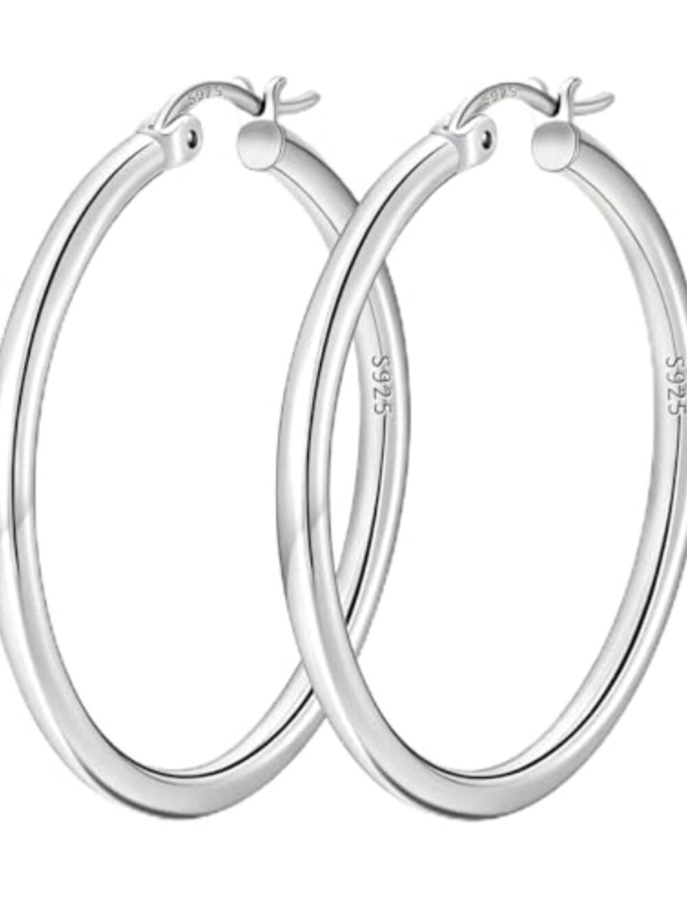S925 Sterling Silver Hoop Earrings 4mm Hollow Tube Gold Hoop Earrings for Women